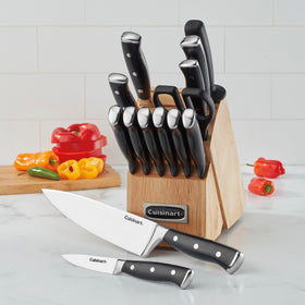 Cuisinart knives with stainless blades—close-up of precision-forged edge for clean cuts.