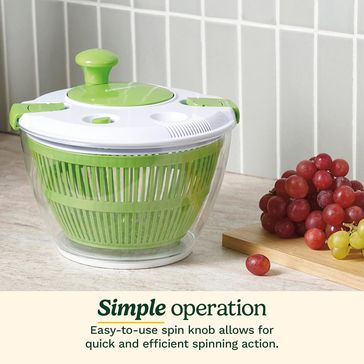 Clear base doubles as a serving bowl for easy presentation