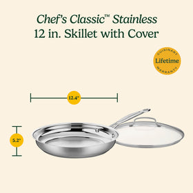 Cuisinart skillet displays measurement markings for quick portioning and timing