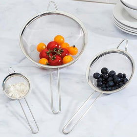 Cuisinart mesh strainers set on counter shows durable stainless steel design