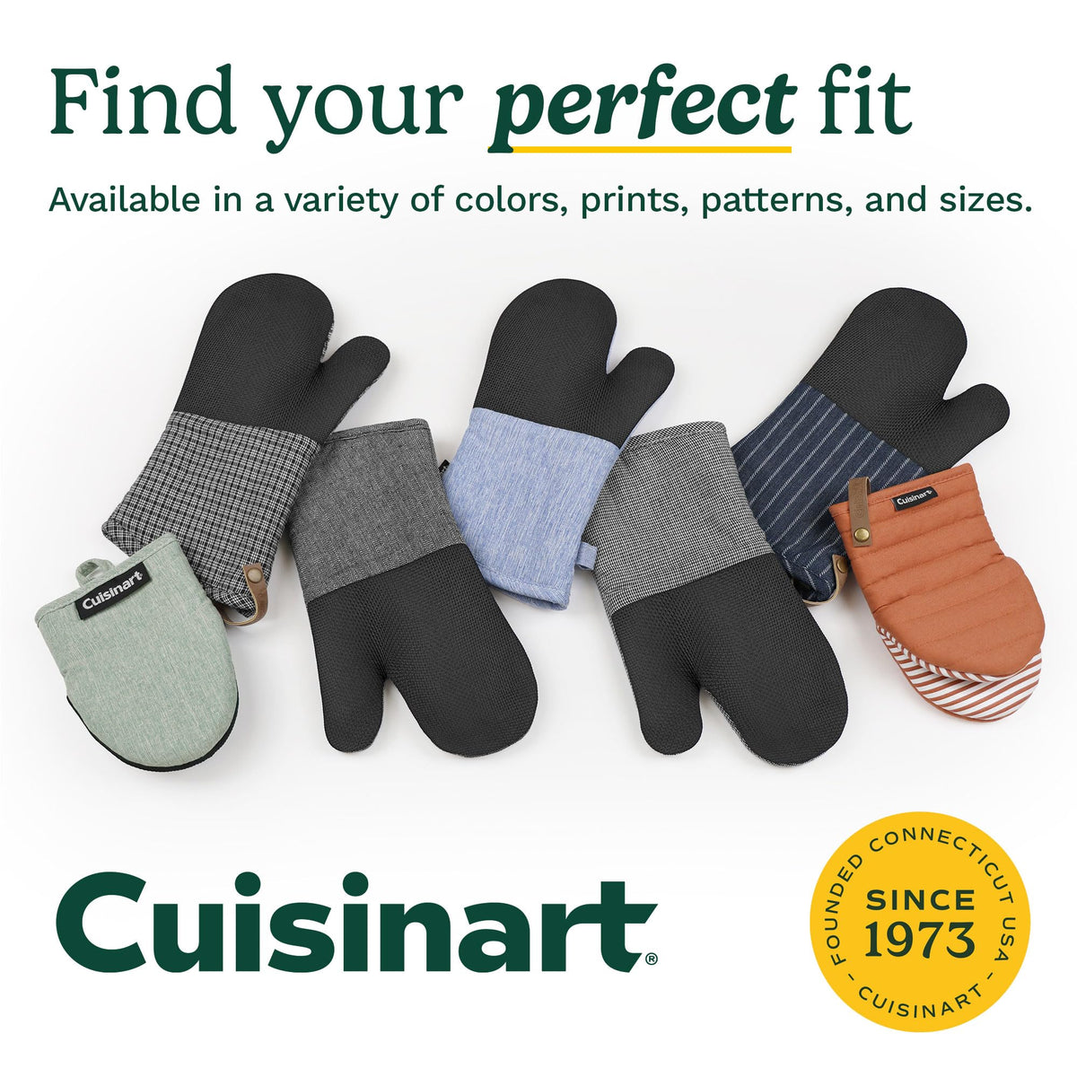 Cuisinart mini oven mitts in chambray style to match kitchen decor.