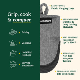 Cuisinart mini oven mitts compact size fits toaster ovens and small pans.