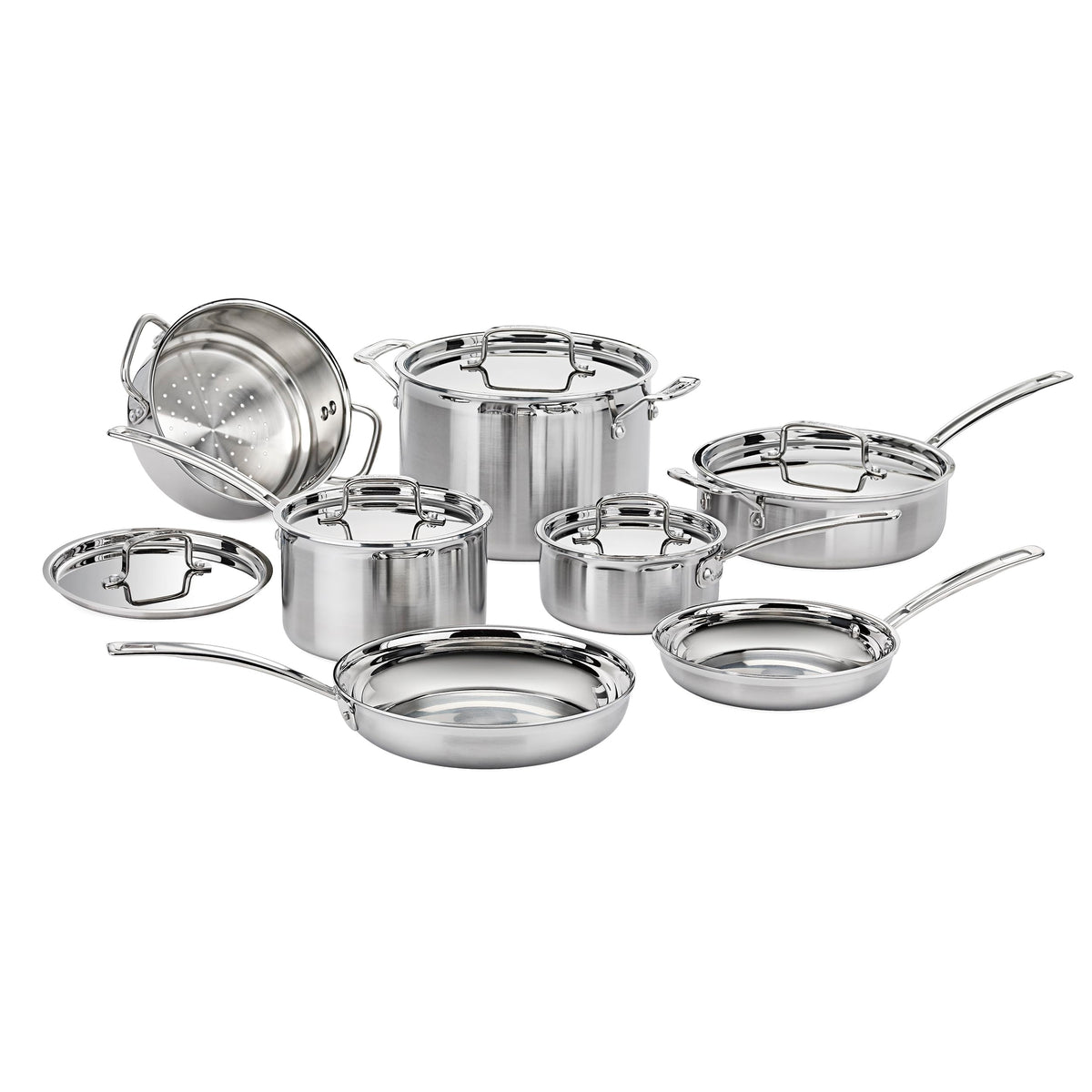 Cuisinart MultiClad Pro 12-piece set on the stove for versatile daily cooking