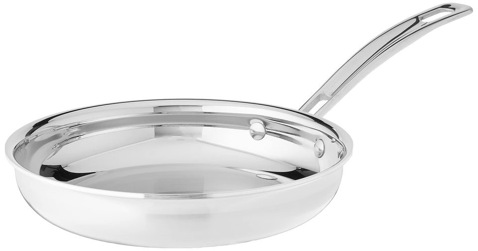 Cuisinart MultiClad Pro 8 open skillet, front view, durable stainless steel for everyday cooking