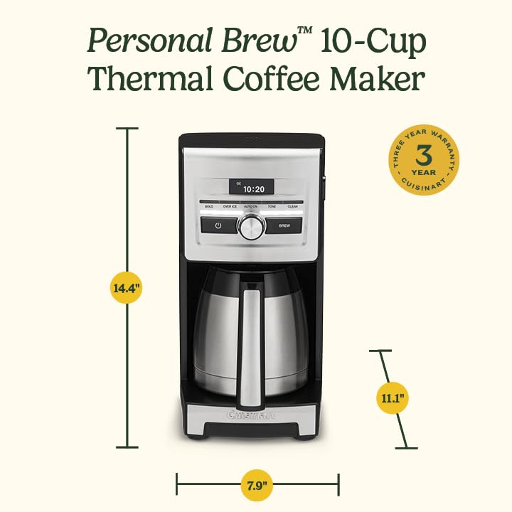 Cuisinart Personal Brew 10-Cup 52-ounce reservoir image enables extended brewing