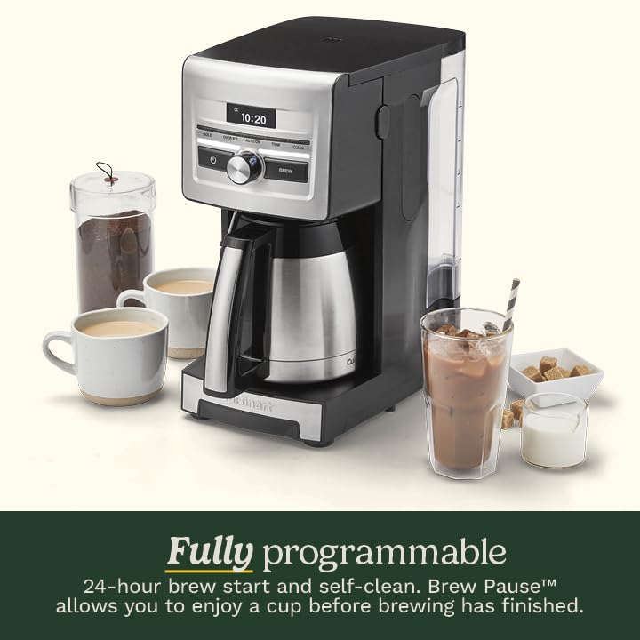 Cuisinart Personal Brew 10-Cup swing-out basket facilitates loading ground coffee