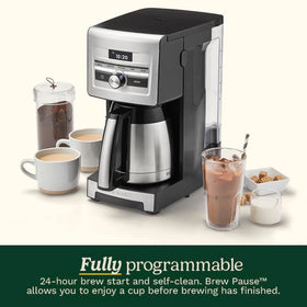 Cuisinart Personal Brew 10-Cup swing-out basket facilitates loading ground coffee