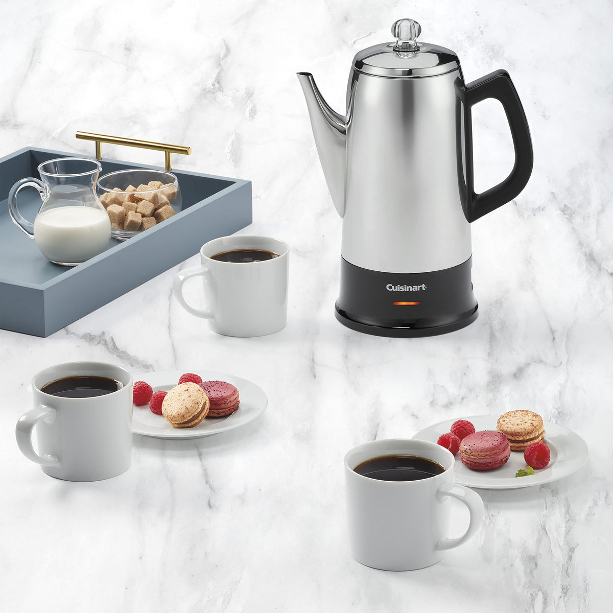 Cuisinart PRC-12N ergonomic handle and knuckle guard for comfortable pouring.