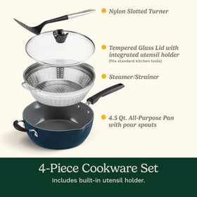 Cuisinart Preferred Pan Lid Knob Utility stores utensils for quick access.