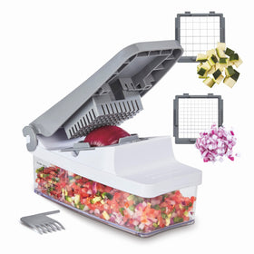 Cuisinart PrepExpress vegetable and fruit box chopper for uniform dice and long cuts.