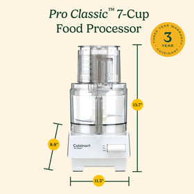 Cuisinart Pro Classic large feed tube accommodates whole produce for faster prep.