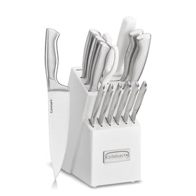 Cuisinart Professional Block Knife Set blades close-up for precise slicing.