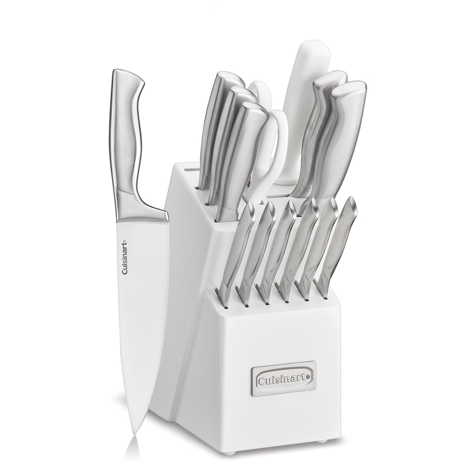 Cuisinart Professional Block Knife Set blades close-up for precise slicing.