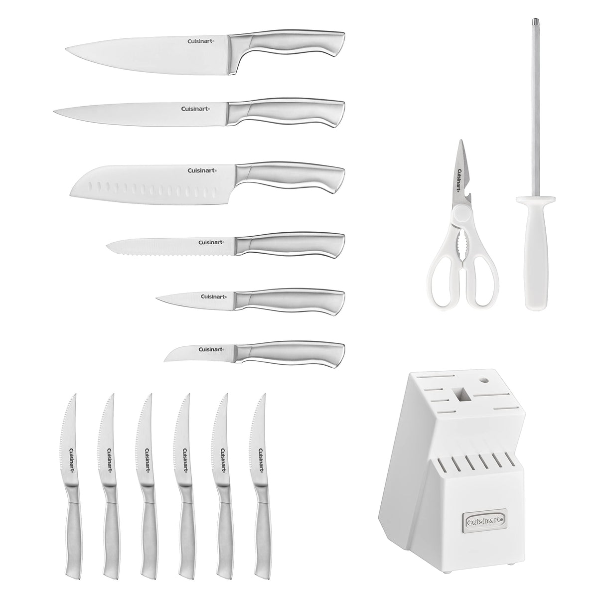 Cuisinart Professional Block Knife Set stainless steel shears for quick trimming.