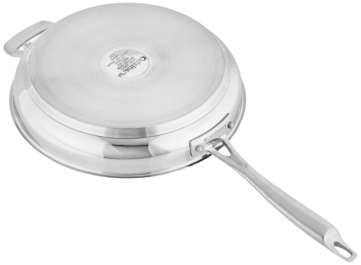 Cuisinart professional skillet is oven-safe up to 500°F for finishing dishes.