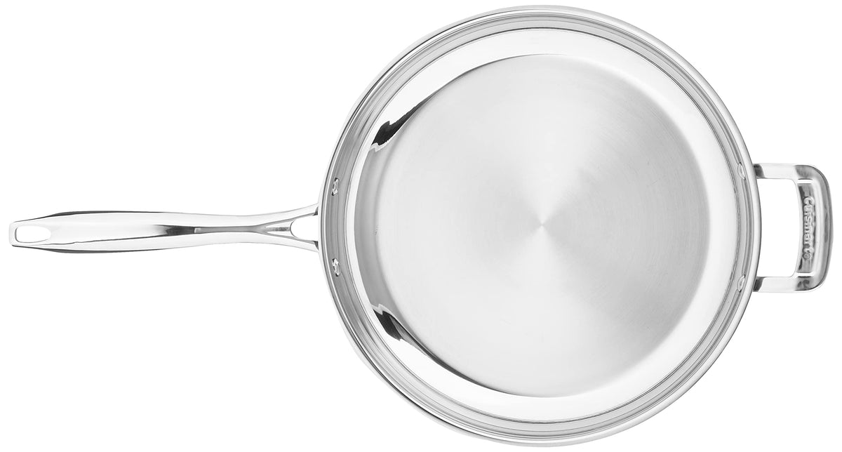 Cuisinart professional skillet tapered rim ensures clean, easy pouring.