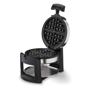 Cuisinart Round Flip Belgian Waffle Maker open view showing cooking surface for even browning