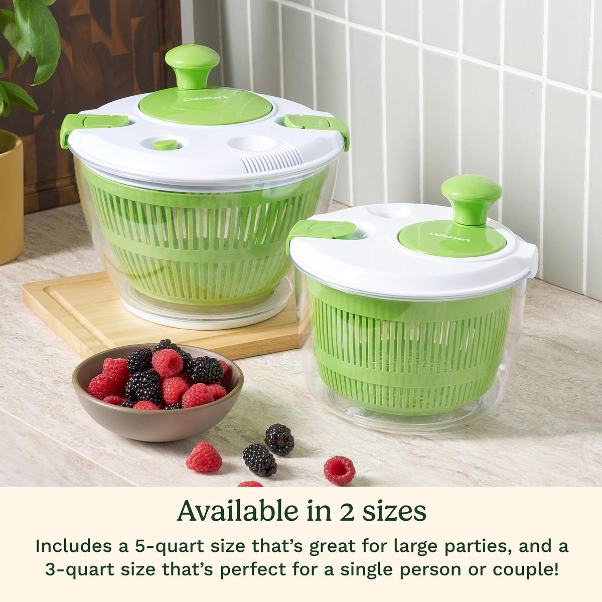 Cuisinart salad spinner serving bowl used as a stylish serving dish.