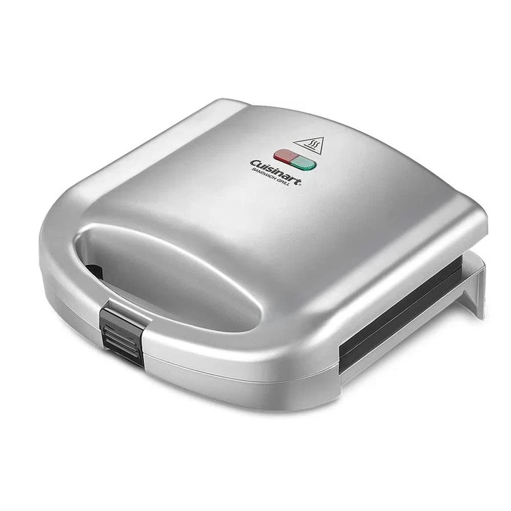 Cuisinart sandwich grill silver front view for quick two-serving meals
