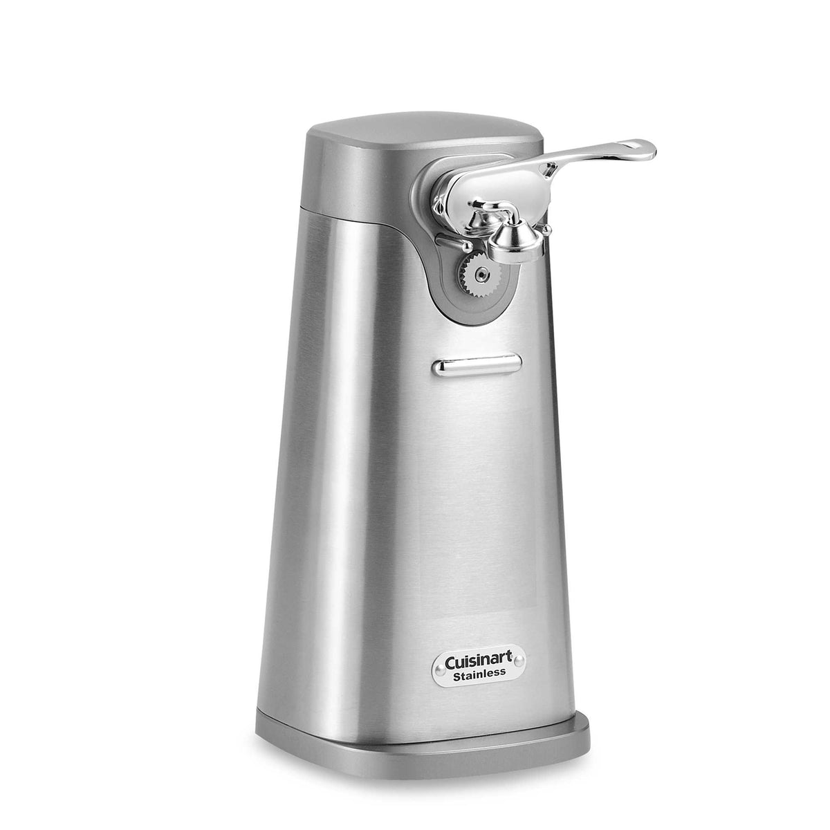 Cuisinart SCO-60 Deluxe electric can opener in brushed stainless steel for smooth one-touch opening.