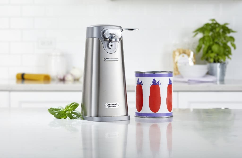 Cuisinart SCO-60 Deluxe can opener with magnetic lid holder for easy lid removal and cleanup.