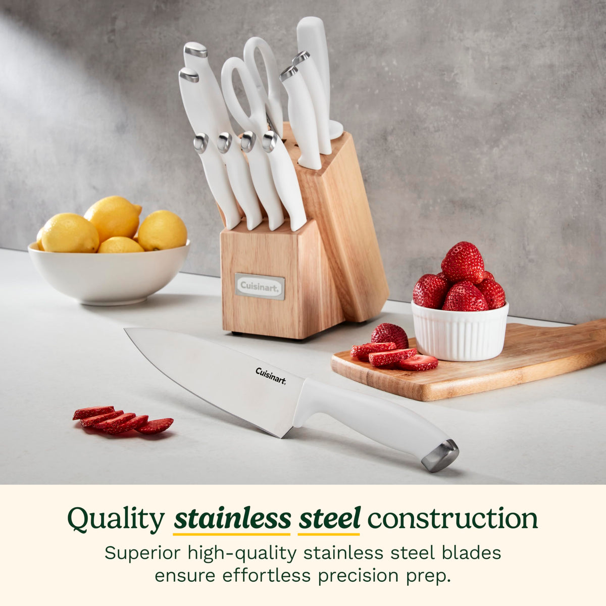 Cuisinart slicing knife with ultra-sharp edge for clean slices.