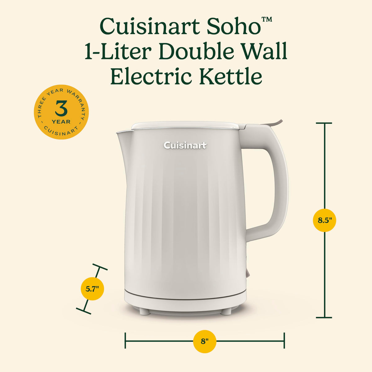 Cuisinart Soho 3-year limited warranty label visible