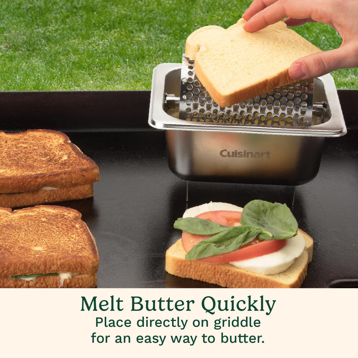 Tailgate scene with Cuisinart butter wheel delivering efficient buttering