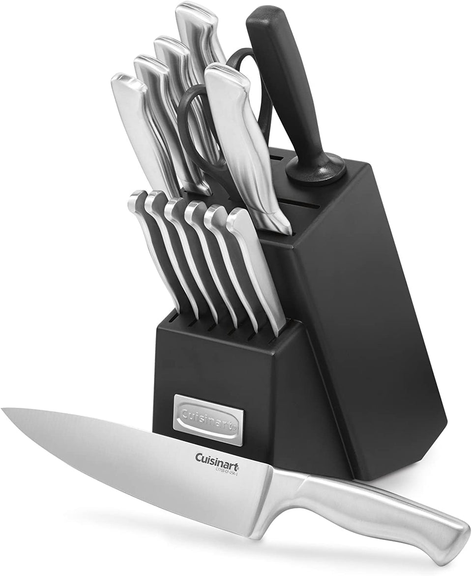 Cuisinart 15-piece knife block set with hollow-handle knives for organized kitchen prep