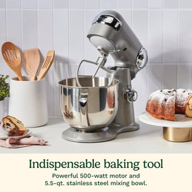 Cuisinart Silver Lining stand mixer 5.5-quart bowl for large batches.