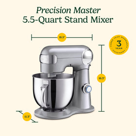 Cuisinart stand mixer in Silver Lining with durable finish and color options.