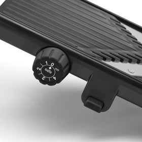 Cuisinart thickness adjuster lets you control slice thickness.