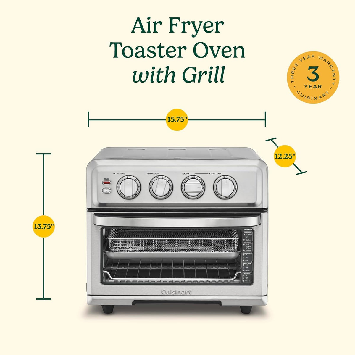 Cuisinart TOA-70NAS grill and griddle plate in action for searing.