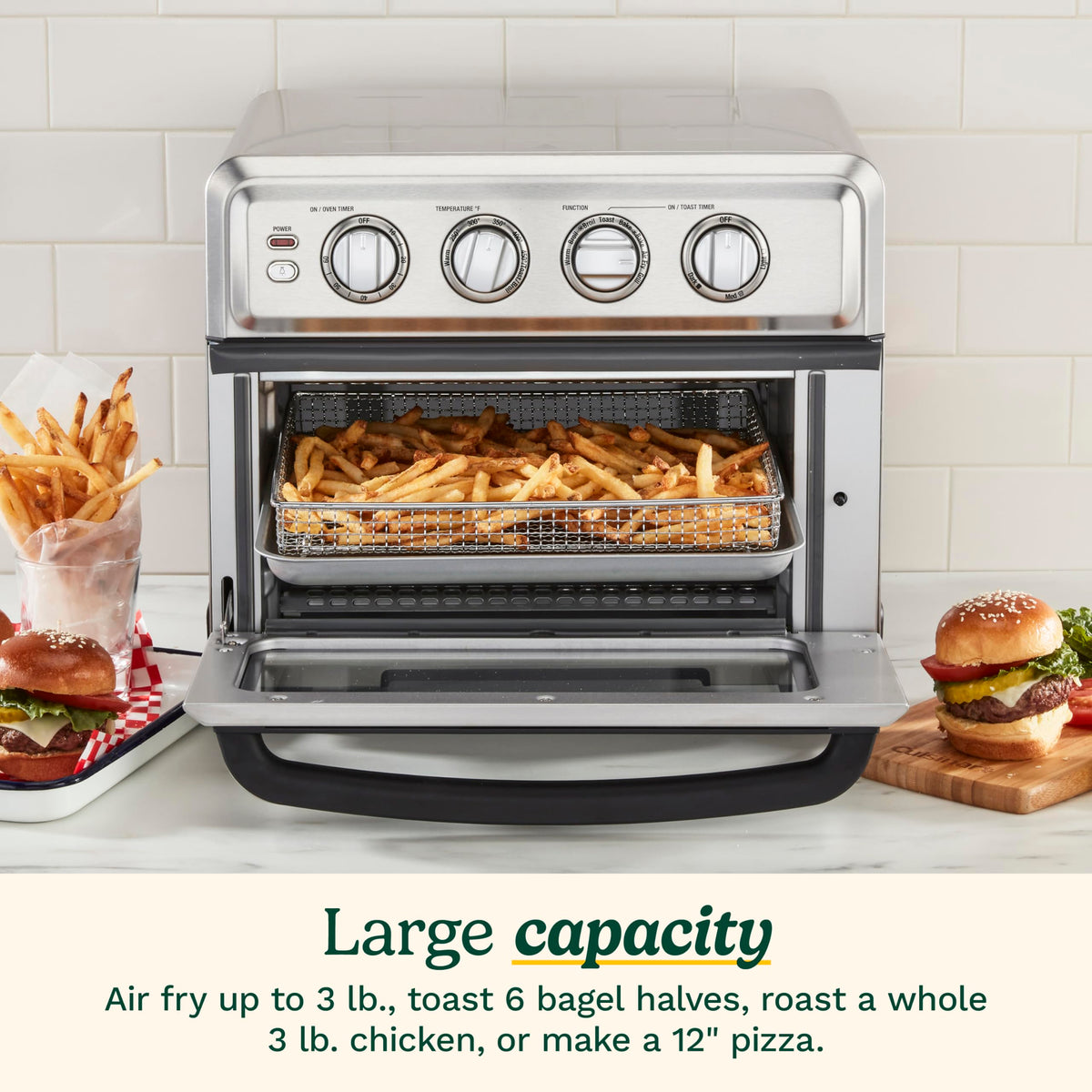 Cuisinart TOA-70W dual grill-griddle for versatile searing and griddling.