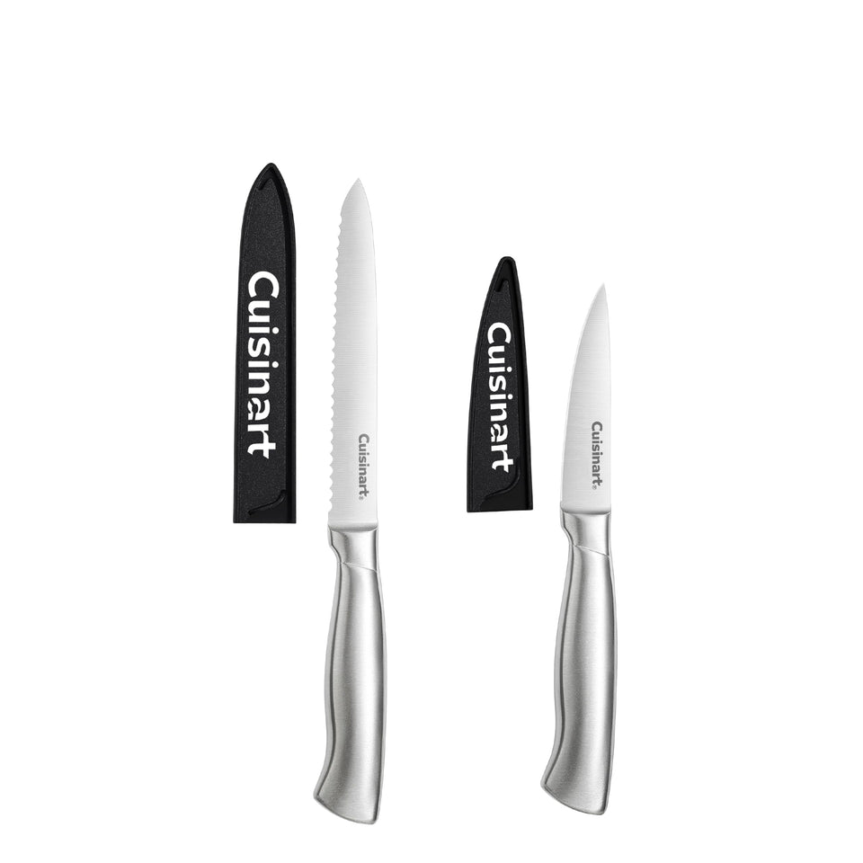 Cuisinart 5.5-inch serrated utility knife slicing bread and vegetables
