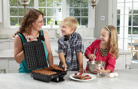Cuisinart WAF-150NAS finished waffles ready for toppings.
