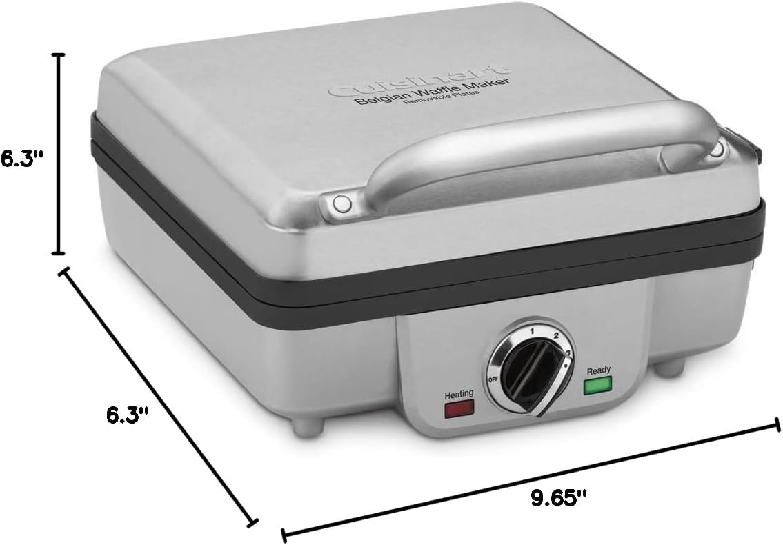 Cuisinart waffle maker standing on end for compact storage