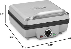 Cuisinart waffle maker standing on end for compact storage
