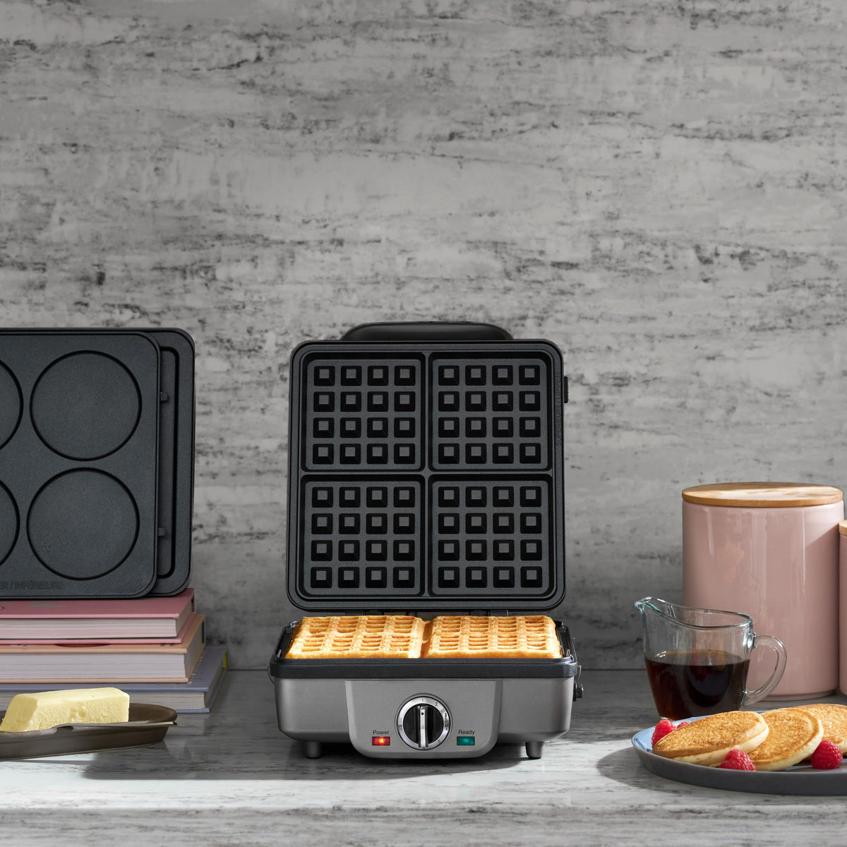 Cuisinart waffle maker with removable pancake plates for versatile breakfasts