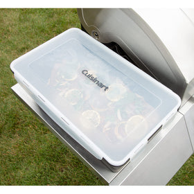 Cuisinart XL Collapsible Marinating Container with pork shoulder for marinating.