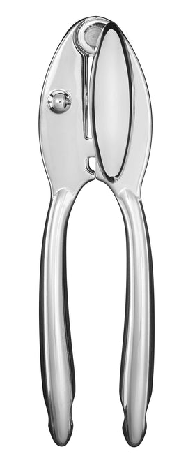 Cuisinart zinc alloy can opener silver handle closeup, comfortable grip for easy opening