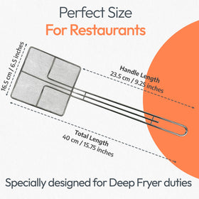 Cuisine Ready 6-5-inch square frying spoon for precise frying and easy cleanup.