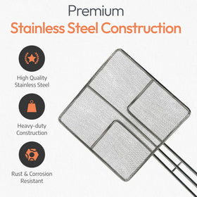 Cuisine Ready nickel-plated iron strainer offers lasting durability in busy kitchens.