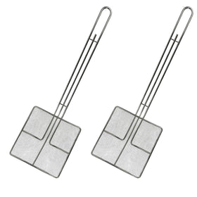 Cuisine Ready wire mesh strainer with long handle for comfortable use in busy kitchens.