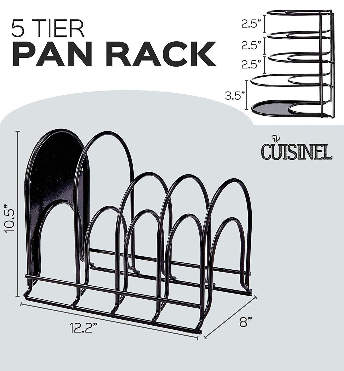 Cuisinel cast-iron pan storage rack keeps heavy cookware secure