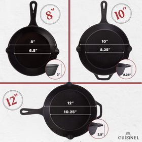 Cuisinel 10-inch cast iron skillet for consistent heat and versatile frying.