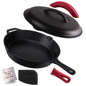 Cuisinel cast iron skillet with lid, 12-inch, even heat for perfect searing and versatility