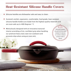 Cuisinel cast iron skillet on stove demonstrating reliable heating for searing
