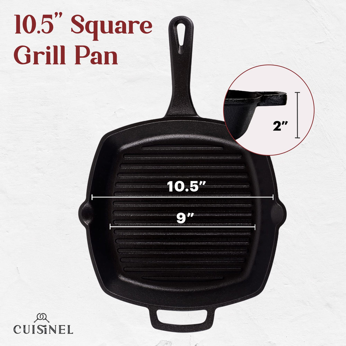 Cuisinel ridged surface close-up for grill marks and even heat.