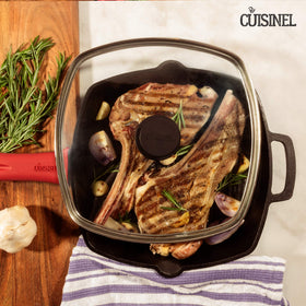 Cuisinel handle cover shown for safe handling while cooking.